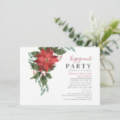 Floral Holiday Engagement Party Mistletoe Berries Kaart (Staand voorkant)