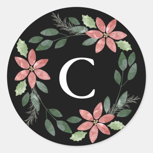 Floral Holiday Envelope Seal Ronde Sticker (Voorkant)