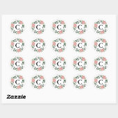 Floral Holiday Envelope Seal Ronde Sticker (Vel)