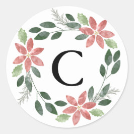 Floral Holiday Envelope Seal Ronde Sticker