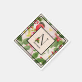 Floral Holiday Monogram Letter N Familienaam Paper Servet (Hoek)