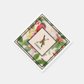 Floral Holly Monogram Letter X Familienaam Papier  Servet (Hoek)
