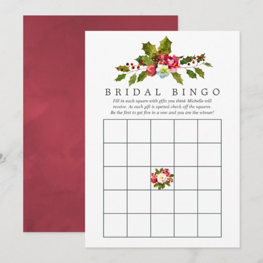 Floral Holly Vrijgezellenfeest Bingo Kaart (Voorkant / Achterkant)