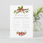 Floral Holly Vrijgezellenfeest Game Kaart (Staand voorkant)