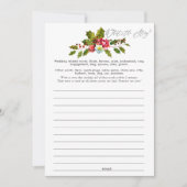 Floral Holly Vrijgezellenfeest Game Kaart (Voorkant)