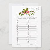 Floral Holly Vrijgezellenfeest Game Kaart (Voorkant)