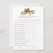 Floral Holly Vrijgezellenfeest Game Kaart (Voorkant)