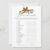 Floral Holly Vrijgezellenfeest Game Kaart (Voorkant)