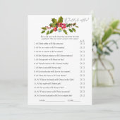 Floral Holly Vrijgezellenfeest Game Kaart (Staand voorkant)