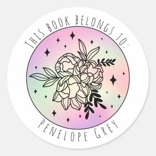 Floral Hologram Boek Bord Ronde Sticker (Voorkant)