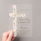 floral Holy cross First Communion Acryl Uitnodigingen (Insitu (Draagbaar))
