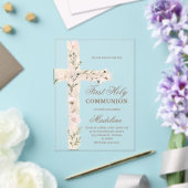 floral Holy cross First Communion Acryl Uitnodigingen (Insitu (Huwelijk))
