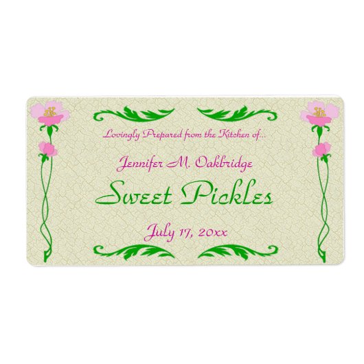 Floral Home Canning Jar Label Sjabloon (Voorkant)