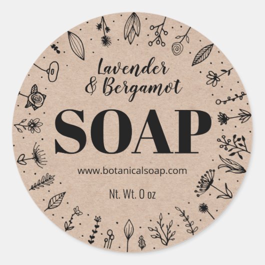Floral Homemade Soap Kraft Labels (Voorkant)