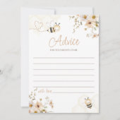 Floral Honey Bee Baby shower Advies Kaart (Voorkant)