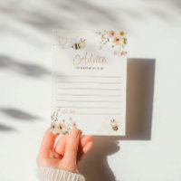 Floral Honey Bee Baby shower Advies Kaart