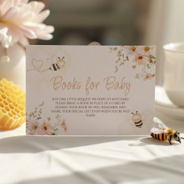 Floral Honey Bee Baby shower boeken voor Baby Informatiekaartje