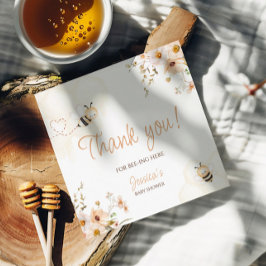 Floral Honey Bee Baby shower Dank u Bedankjes Labels