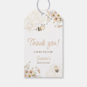 Floral Honey Bee Baby shower Dank u Cadeaulabel (Voorkant)