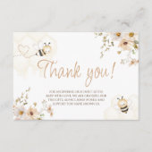 Floral Honey Bee Baby shower Dank u kaart (Voorkant)