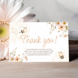 Floral Honey Bee Baby shower Dank u kaart