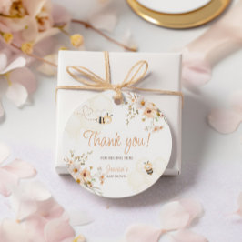 Floral Honey Bee Baby shower Dank u Rond Bedankjes Labels
