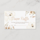 Floral Honey Bee Baby shower Diaper Raffle Informatiekaartje (Voorkant)
