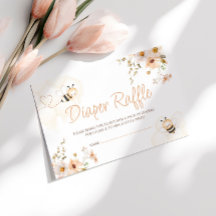 Floral Honey Bee Baby shower Diaper Raffle