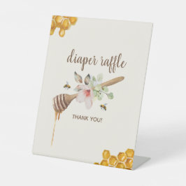 Floral Honey Bee Baby shower Diaper Raffle Reclamebord Met Voetstuk