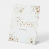 Floral Honey Bee Baby shower Favorieten teken Reclamebord Met Voetstuk (Voorkant)