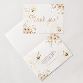 Floral Honey Bee Baby shower Gevouwen Dank u Kaart