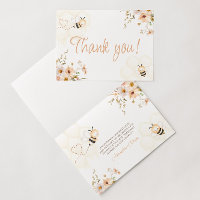Floral Honey Bee Baby shower Gevouwen Dank u