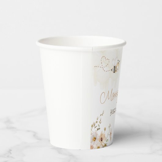 Floral Honey Bee Baby shower Papieren Bekers (Rechts)