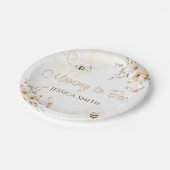 Floral Honey Bee Baby shower Papieren Bordje (Gekanteld)