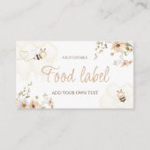 Floral Honey Bee Baby shower Voedseltent Kaart (Voorkant)