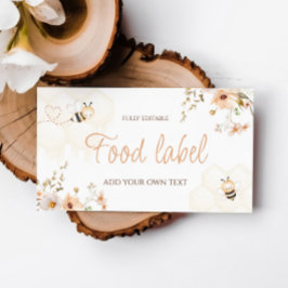 Floral Honey Bee Baby shower Voedseltent Kaart