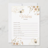 Floral Honey Bee Baby shower Wishes Kaart (Voorkant)