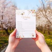 Floral Honey Bee Baby shower Wishes Kaart