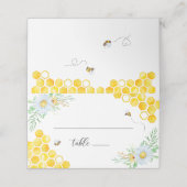 Floral Honey bee bruiloft Plaatskaartje (Buitenkant ongevouwen)