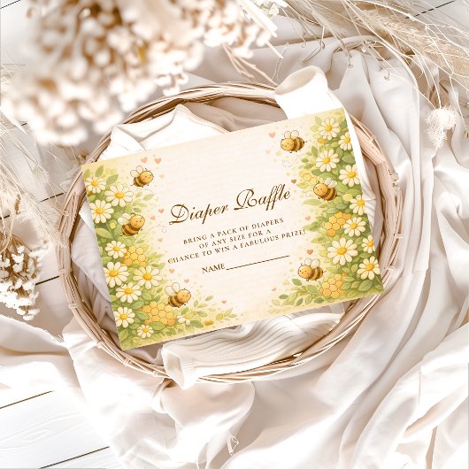 Floral Honey Bee Diapper Raffle Informatiekaartje