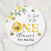 Floral Honey Bee First Bee Day Birthday Bedankjes Labels (Voorkant)