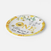 Floral Honey Bee First Bee Day Birthday Papieren Bordje (Gekanteld)