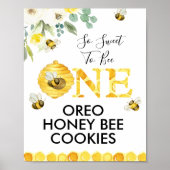 Floral Honey Bee First Bee Day Birthday Party Poster (Voorkant)