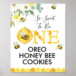 Floral Honey Bee First Bee Day Birthday Party Poster