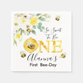 Floral Honey Bee First Bee Day Birthday Servet
