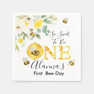 Floral Honey Bee First Bee Day Birthday Servet