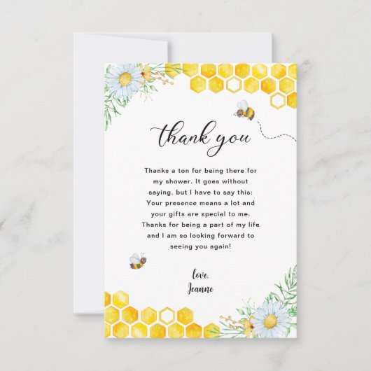 Floral Honey Bee Hartelijk dank Bedankkaart (Voorkant)