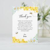 Floral Honey Bee Hartelijk dank Bedankkaart (Staand voorkant)