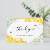 Floral Honey Bee Hartelijk dank Kaart (Staand voorkant)