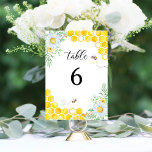 Floral Honey bee trouwtafel Kaart<br><div class="desc">Waterverf Floral Honey bee Wedding Table Number. Overeenkomende objecten beschikbaar.</div>